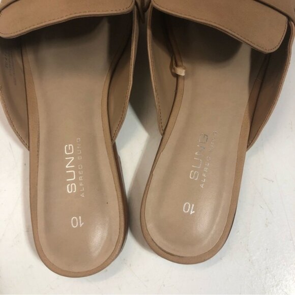 Alfred Sung Tan Faux Leather Flat Mules size 10 - Picture 5 of 6